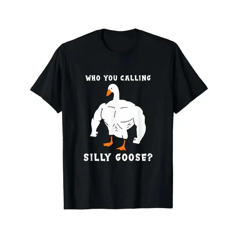 Menswear Cotton Funny Buff Goose Meme Print Unisex Short-Sleeve T-Shirt