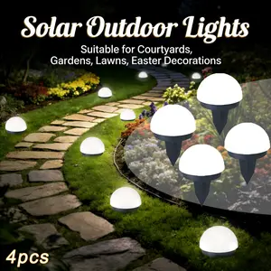New Solar Ground Lights with Light Sensor, 8 LED Outdoor Pathway Garden Lawn Lamp, Shade, Easy Installation, Landscape Lighting