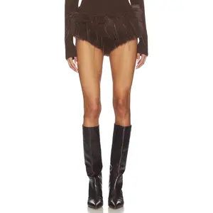 CULTNAKED Faux Fur Micro Short in Chestnut