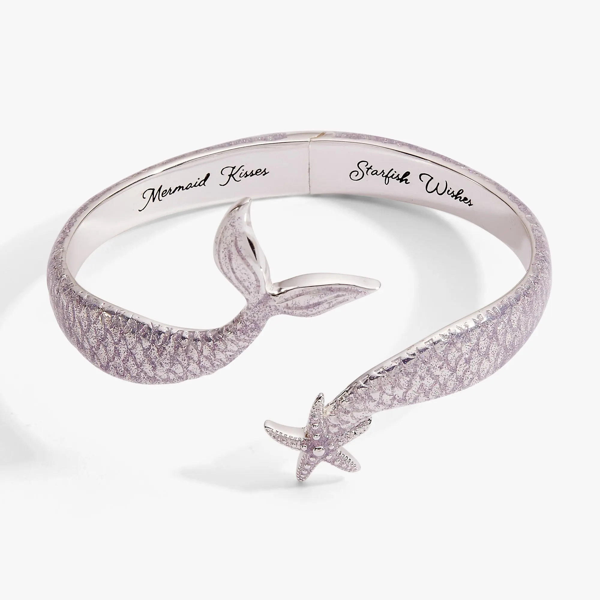 Salt + Sea 'Mermaid Kisses, Starfish Wishes' Hinge Cuff Bracelet | Iridescent Enamel & Starfish by ALEX AND ANI – Silver