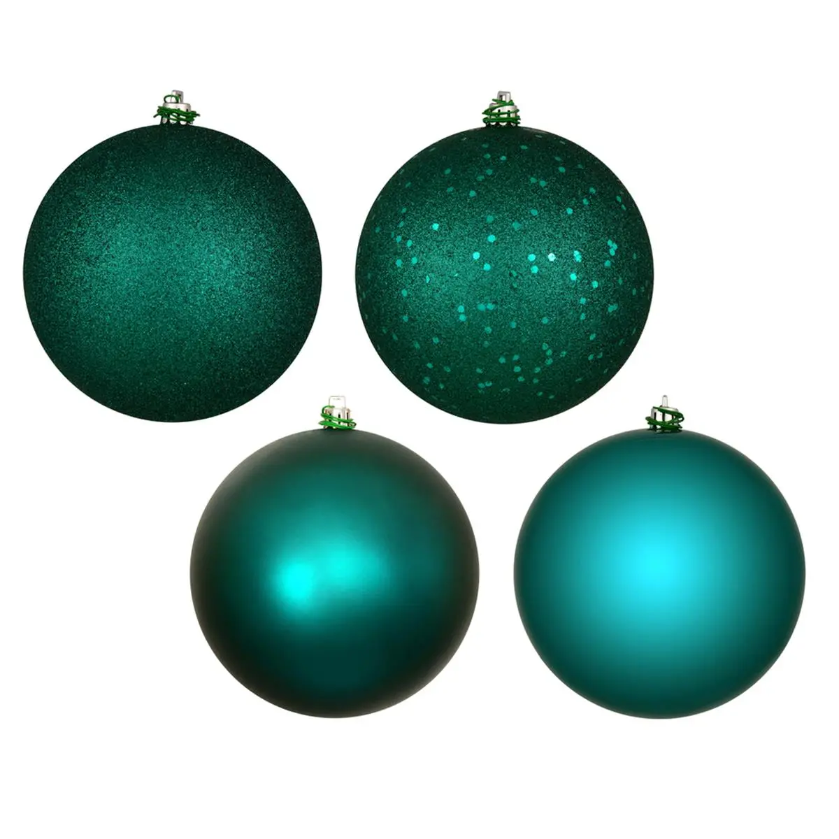 212 MAIN Dark Teal Plastic Ornament Assortment - 2.75 in, 4 Finishes, Box of 20, Festive Home & Party Decoration