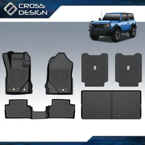CROSSDESIGN TPE Floor Mats&Trunk Cargo Liner Fit For 21-25 Ford Bronco 2-Door,All Weather Waterproof Durable Non-silp Floor Mats,1 Set Upgraded Version