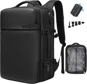 Airback Backpack 70L Expandable Air Vacuum Backpack for Travel Vacpack with Pump TSA Lock USB Charging Port Waterproof Black