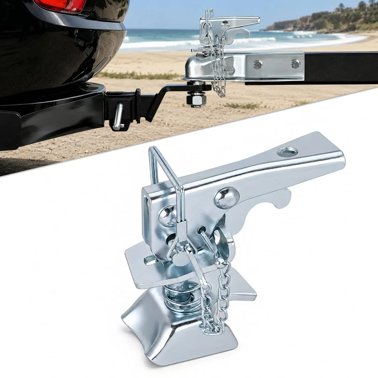 Nilight 2" Trailer Coupler Repair Kit with Chain, 5000lb Capacity, Straight-Type Coupler Fixing for 3" Channel Units, Secure Connection