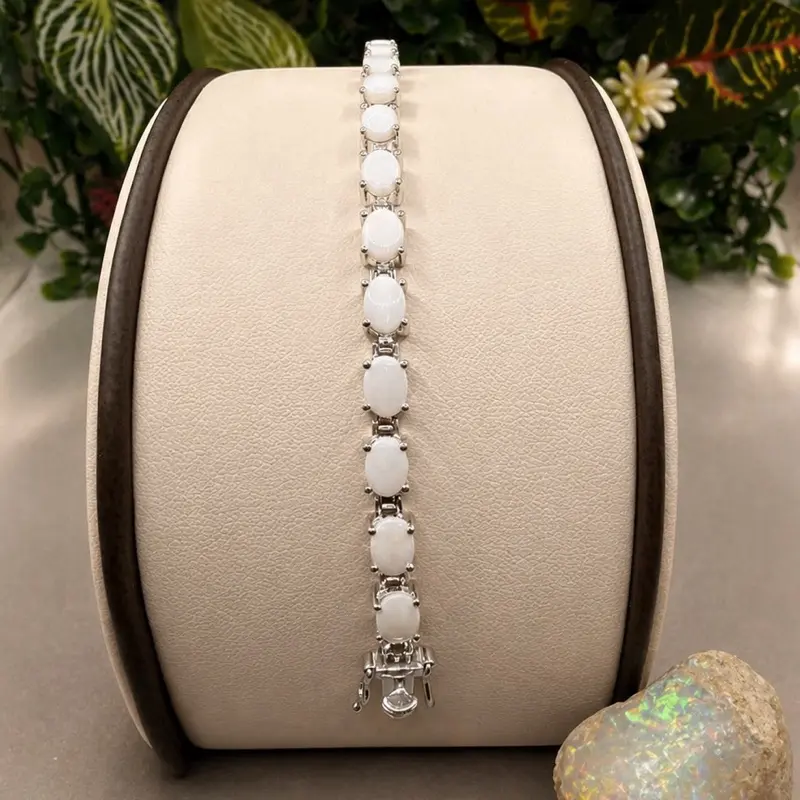 Pulsera size 7 de plata 925 para dama con ópalo natural.