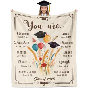 Christian Graduation Gifts for Class of 2026, Bible Verse Blanket for Daughter Granddaughter, Religious Graduation Gift for Her, Inspirational Scripture Throw Blanket, High School College Graduation