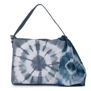 LA Marey Genuine Leather Tote Bag with Silk Scarf