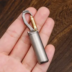 Small Titanium Alloy Waterproof Case, Detachable Multi-Functional Edc Tool, Pill Storage Bottle, Durable & Portable Design, Medicine Organizer