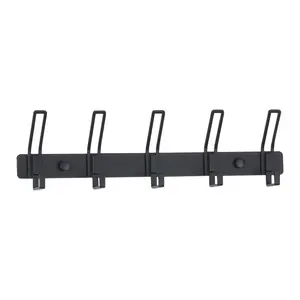 REGALWOVEN 1 Pack Coat Rack Wall Mount, Coat Hook, Hat Rack, Wall Hooks for Hanging with 5 Hooks for Entryway, Bathroom, Bedroom 12.6*1in Black