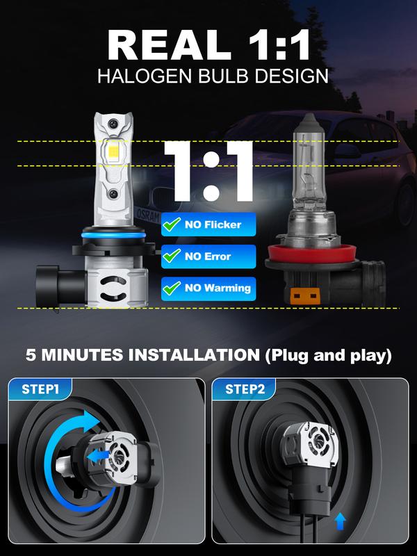 [One-year warranty service provided] Rimthin 9005/HB3/9006/HB4/H11/H9/H8/H7/9008/H13 White LED Headlight Kit 32000LM 800% Bright with Cooling Fan 6000K Cool White Plug and Play Pack of 2【Check the image to confirm your model】