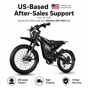 ARKVELD APEX ONE Off-Road E-Dirt Bike, 3000W Peak Motor, 40MPH, 32AH 1536Wh Battery 80 Mile Range, Dual Hydraulic Suspension & Brakes All-Terrain Tires Factory Direct Quality US Local Support for Trail Mountain Beach City Adventure Fat Electric chrome