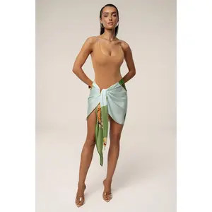 Green Tropical Print Golden Shores Wrap Sarong