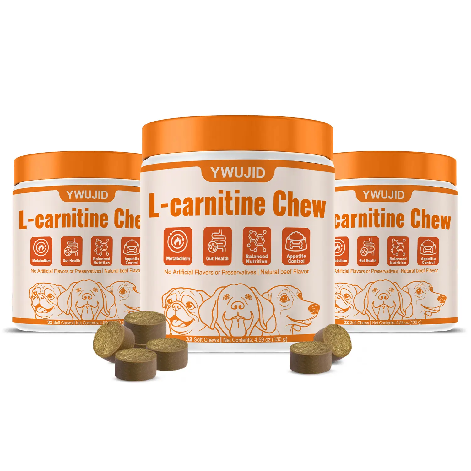 Premium Dog Vitamins Soft Chews with L-Carnitine Daily Nutrition Support for Adult Dogs