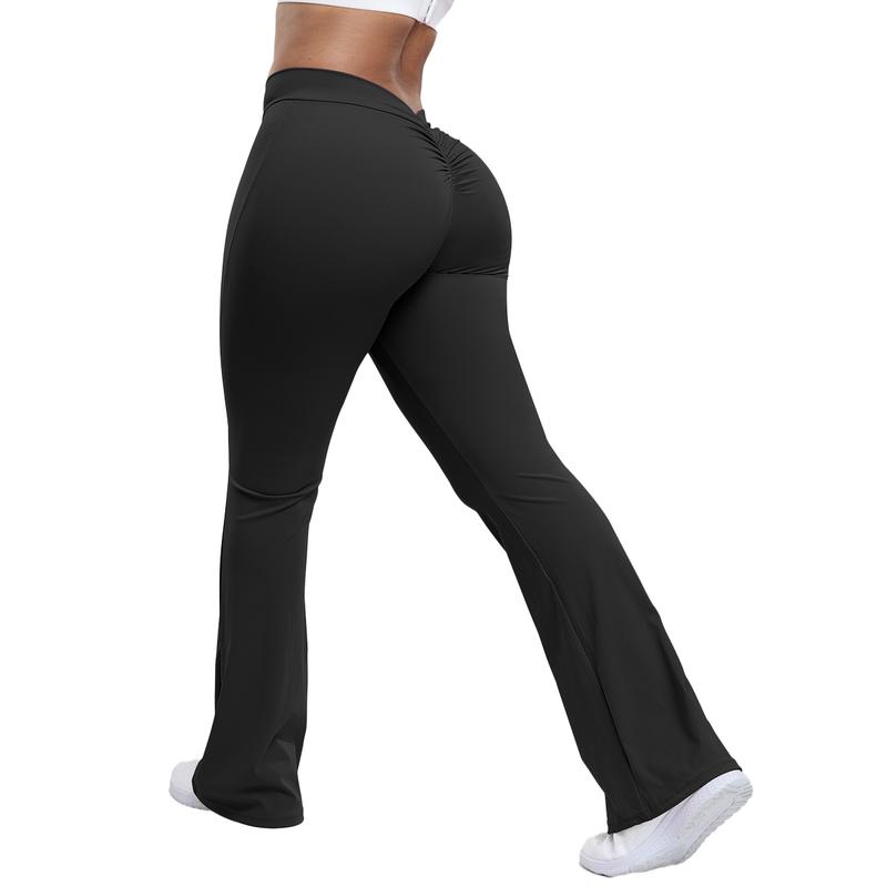High Waist Yoga Pants for Women Bootcut Tummy Control Stretchy Ruched Flare Leggings Butt Lift Squat Proof Casual Workout Athletic Wear Running Outfits