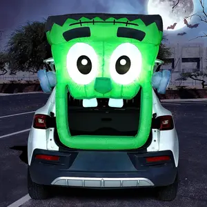 4.3 FT Halloween Inflatable Outdoor Decorations, Trunk Or Treat Car Decoration, Halloween Blow Ups Green Zombie with Built-in LEDs for Halloween Decor, Halloween Yard Decorations Valentine's Day Gifts for Kids
