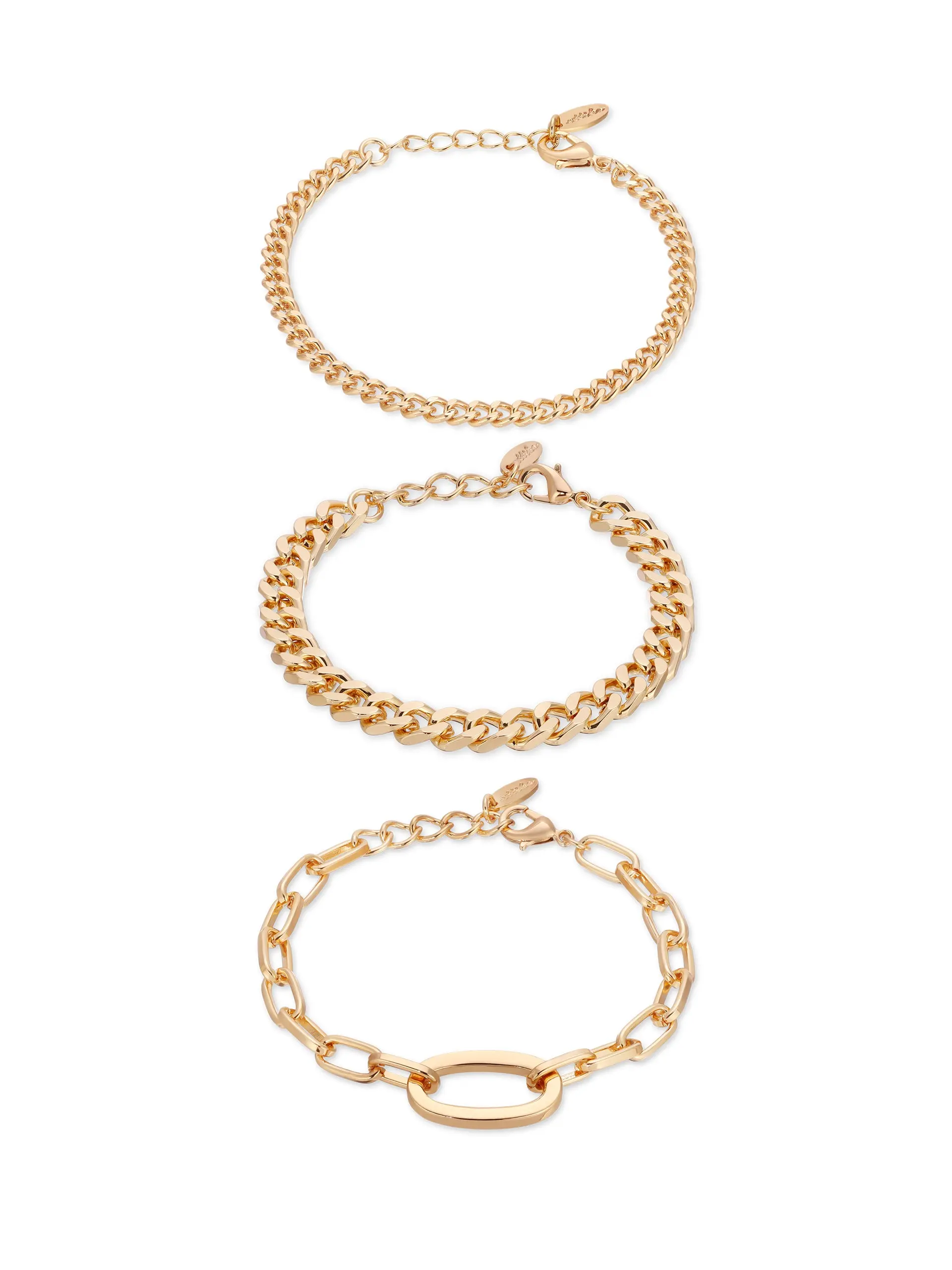 Ettika Chain Game Bracelet Set with Circular Design and Simple Clasp