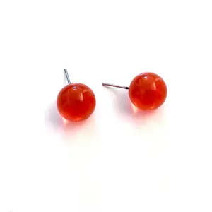 Flame Orange Transparent Ball Stud Earrings