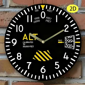 A large aviation-themed flying instrument panel clock - a circular altimeter with altitude markings, suitable for home offices, spaces for aviation enthusiasts, and aircraft cabin decoration. It is a clock that combines both unique gift