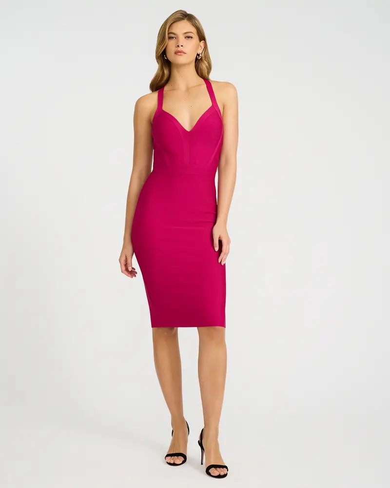knee length dresses for ladies Bandage Midi Dress With Straps main image 0