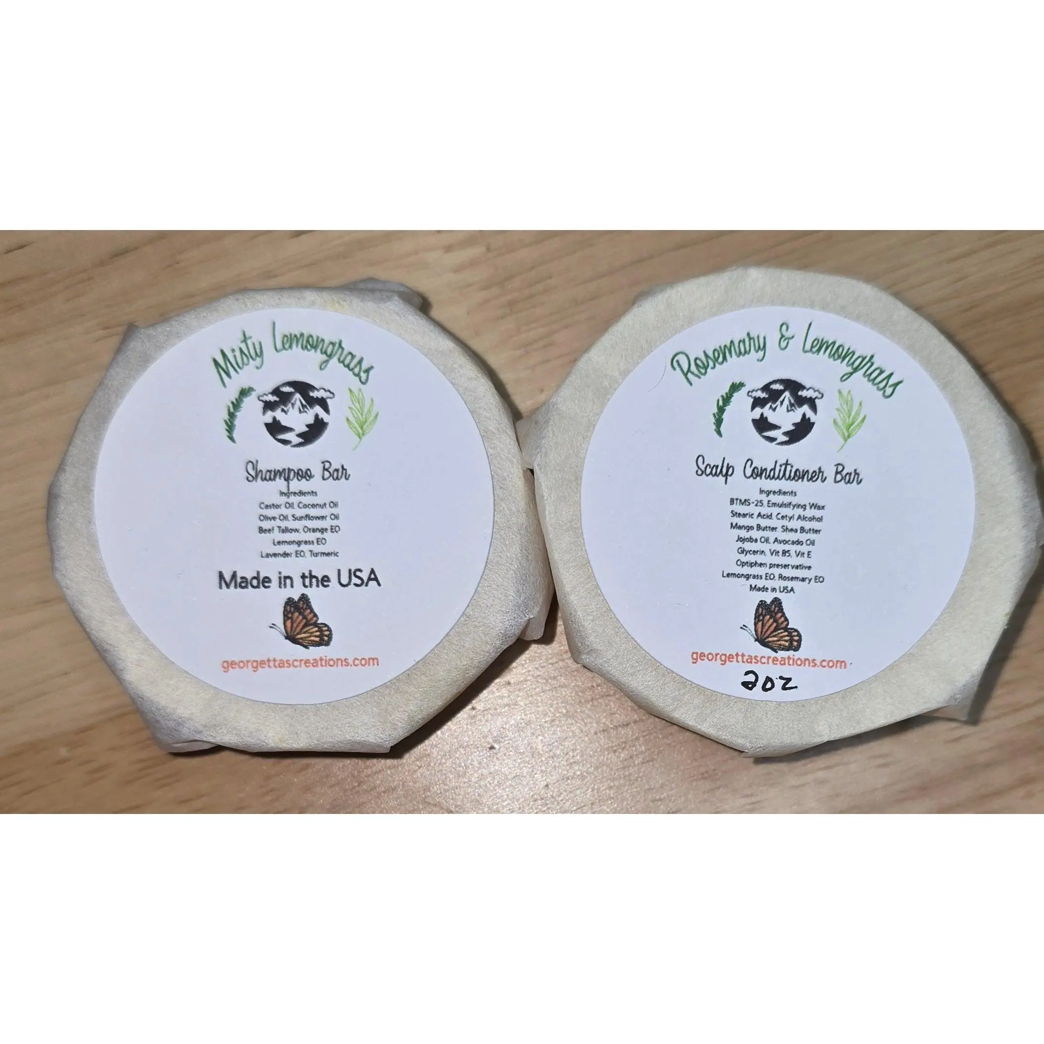 Plastic-Bottle Haircare Set - Misty Lemongrass Scented Shampoo Cleanser & Rosemary Aroma Conditioner, Blend