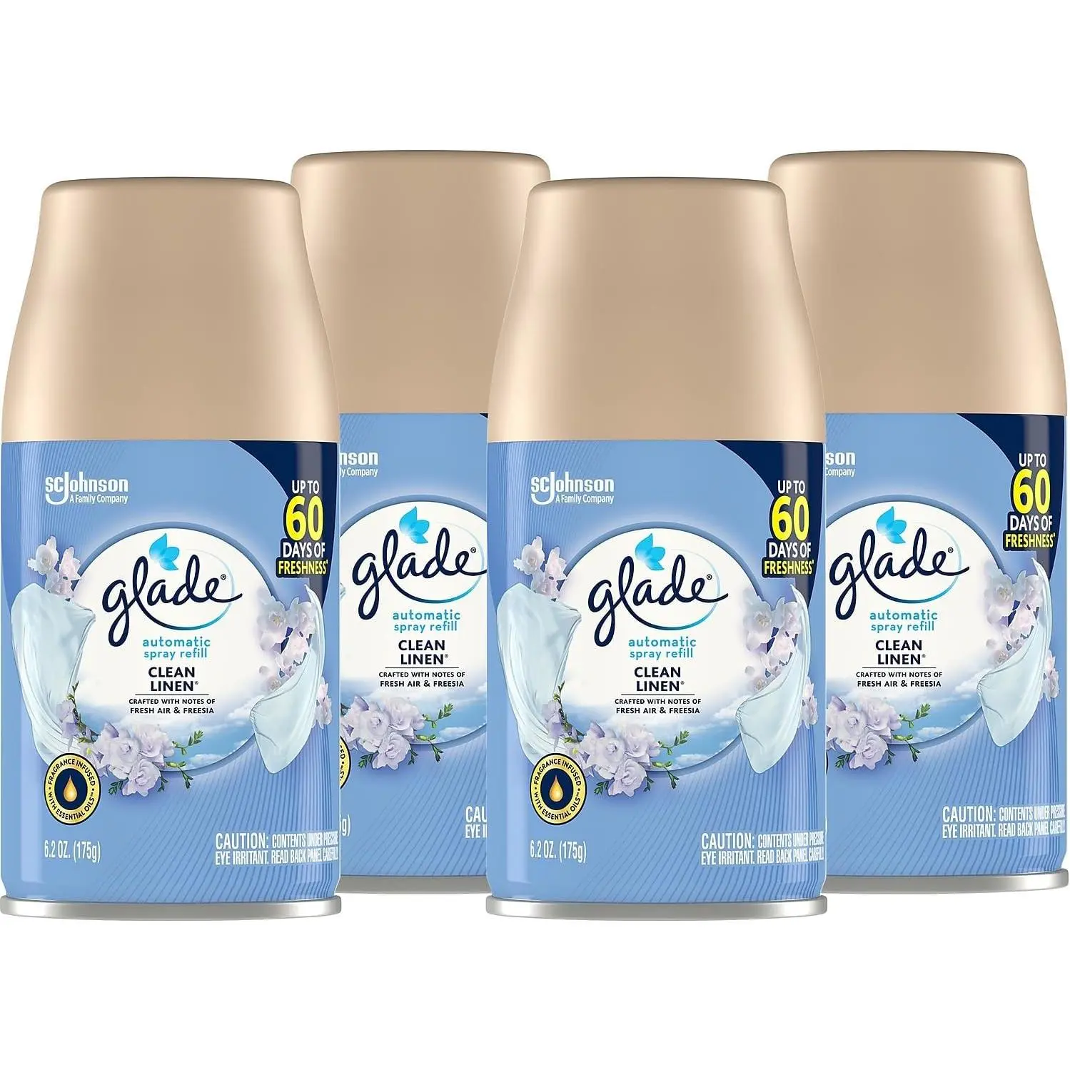 Clean Lenin Automatic Spray Air Freshener Refill, 6.2 Oz (Pack of 4)