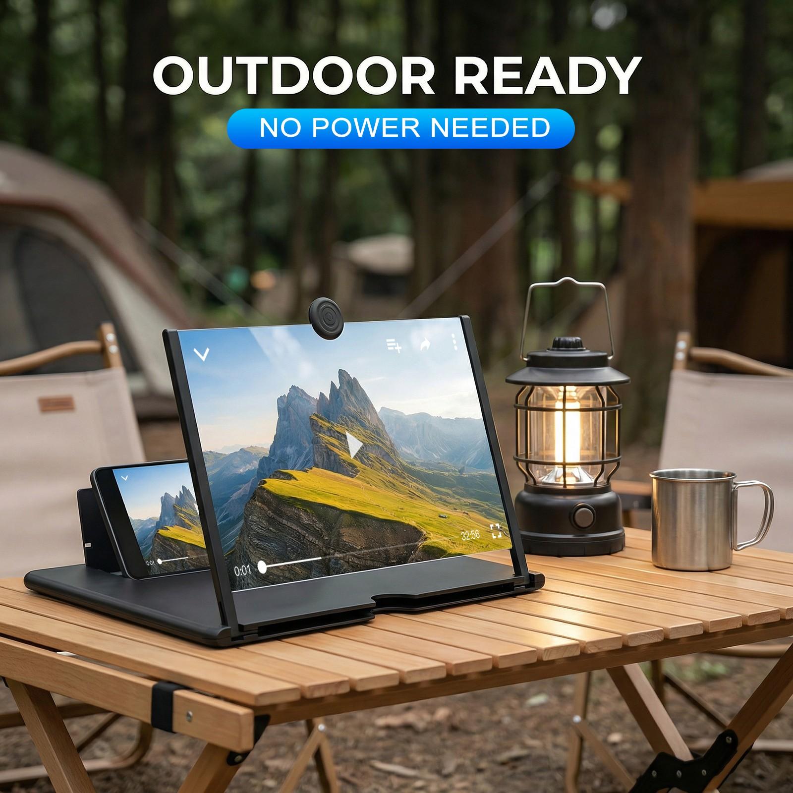 12" Phone Screen Magnifier 3D HD Video Amplifier Foldable Stand Mobile Screen Enlarger for Smartphone Eye Protection