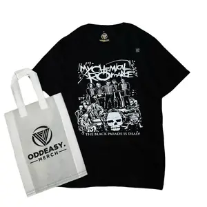 T-shirt Kaos MCR 2 free bag bonus sticker Kaos Band Vintage Pria Baju Katun Distro Wanita Oblong Hitam Cowok Keren Combed