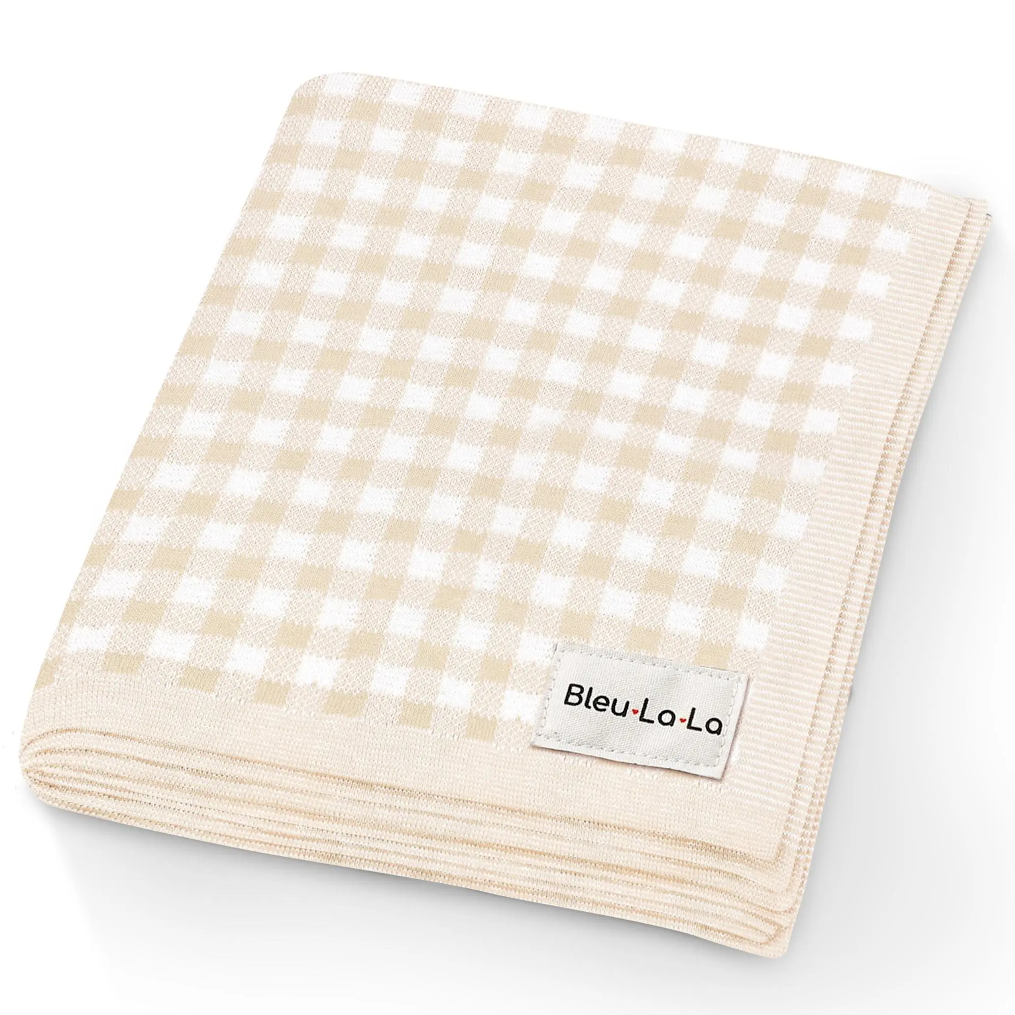 Bleu La La Luxury Knit Checkered Knit Baby Swaddle Blanket