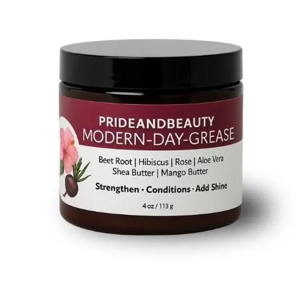 PrideandBeauty Modern-Day Hair Grease – Natural Moisturizing Hair & Scalp Butter with Beet Root, Hibiscus, Rose, Aloe Vera, Shea Butter & Mango – Strengthens, Conditions & Adds Shine – 4oz