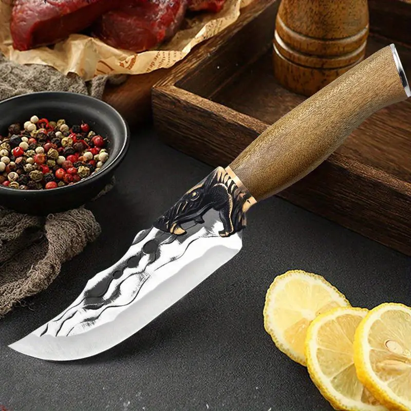 Kitchen chef's knife, barbecue knife, utility knife, stainless steel boning knife, professional vegetable and meat cutting knife, fish knife, suitable for home camping cooking barbecue