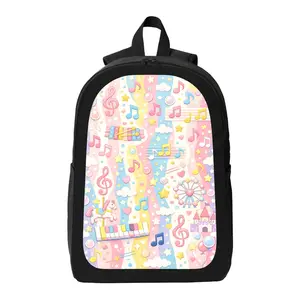 Music Element Themed Backpack Lightweight Casual Backpack with Zip Closure, Adjustable Straps Print Bags Applicable to for Women and Men