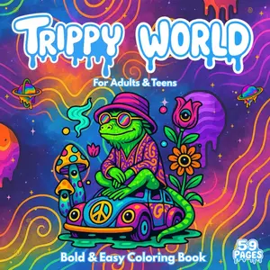 Trippy World: Psychedelic Coloring Book for Adults and Teens Featuring Mushrooms, Aliens, Magic Worlds and Illusions – Bold & Easy Trippy Art to Relax, Unwind, and Free Your Mind P