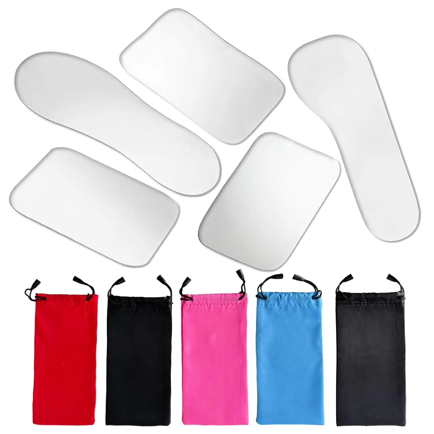 Set of 5 Dental Occlusal Photographic Mouth Mirror Rhodium Intraoral Reflective Mirrors for Dentistry Dental Plated Glass Reflector Oral Inspection Kit for Photography