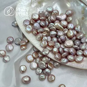 【Violet Button】-3-4 pieces - Size: 11-13mm Button-shaped pearl