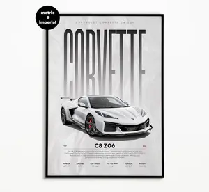 Corvette C8 Z06 Poster | Hyper Car Poster | Super Car Print | Art Print | Poster | Home Decor | Wall Decor