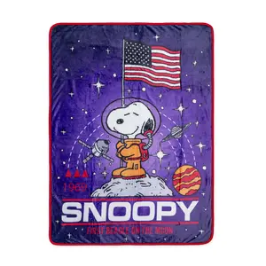 Peanuts Snoopy "First Beagle On The Moon" Fleece Throw Blanket | 45 x 60 Inches