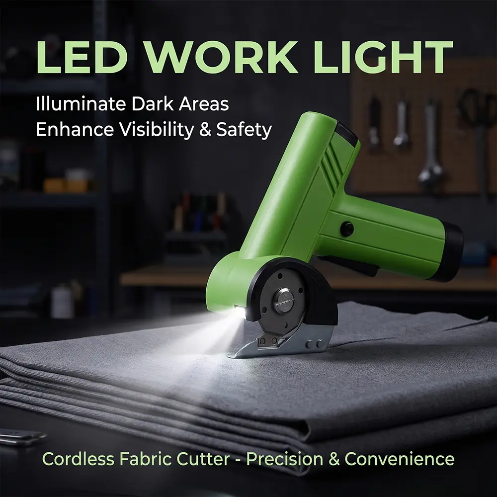 【BackToSchool】Green Rechargeable Cordless Electric Scissors, 4-Speed 320RPM Cardboard Cutter with 2 Safety Blades, 3000mAh Battery, LED Display, Cuts Cardboard, Leather, Fabric & Plastic