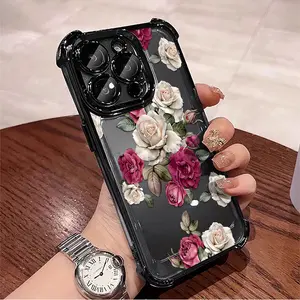 Retro rose flower phone case, transparent case, light luxury style, elegant and stunning, can be gifted to a lover, can be gifted to friends, suitable for iPhone 17/16/15/14/13/12/11/X/XS/XSMAX, holiday gift for friends, family, and yourself