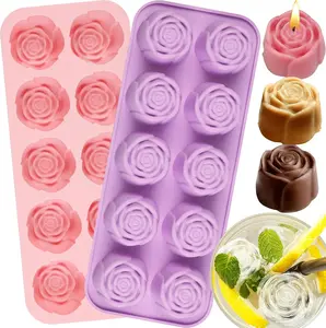 Rose Silicone Mold, 2 Pcs Rose Chocolate Mold 20 Cavity Silicone Roses Molds for Chocolate, Candy, Ice Cube, Gummy, Jello, Jelly, Cupcake Decorations, Candles, Soaps