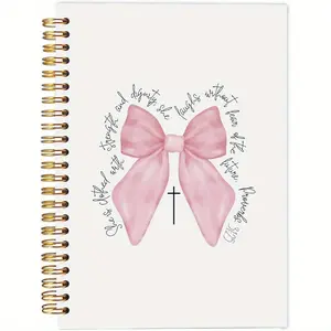 1 pc 5.5*8.3in with 50 p Strength and Dignity Christian Notebook Journal, Coquette Pink Bow Notebook Journal, Christian Gifts for Women Faith, Bible Journaling Notebook, Preppy Gifts, Spiral Notebook