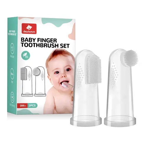 dearlomum 2PCS Silicone Round Gentle Touch Non-Plastic Infant Finger Toothbrush - 0m Oral Care Tools, Teething Aid for Newborns & Toddlers, Baby Oral Cleaner Massager