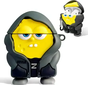 Cartoon Airpods Case Cover with Carabiner Funny Cute Protection Cover