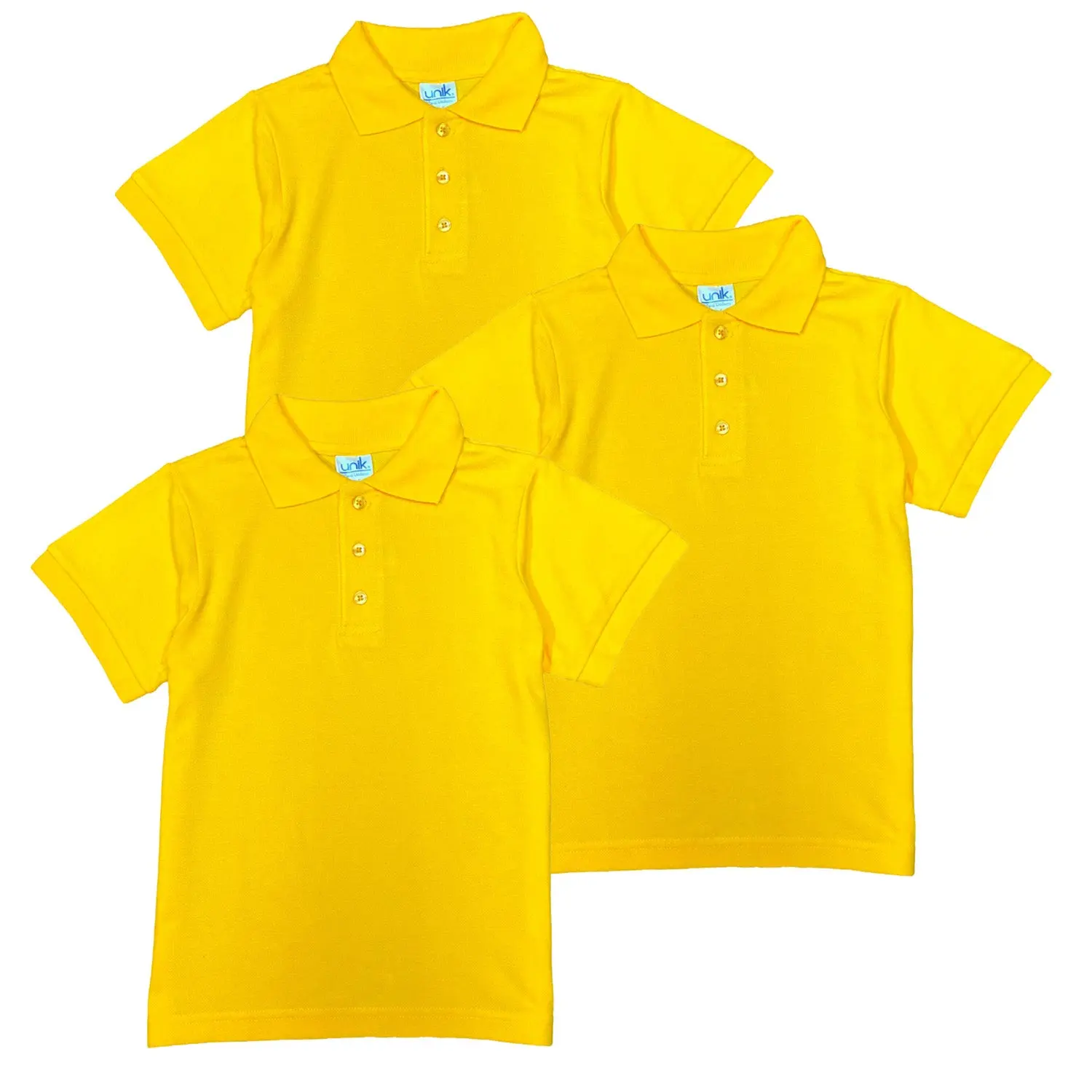 Boy's Premium Quality Pique Polo Uniform Shirt Short Sleeve Gold 3Pack 5-18 BSU01