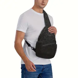 1pc Stylish Skull Chest Bag for Men - Durable Sling Bag with Multiple Pockets, Comfortable Crossbody Design for Travel & Business, Black Gothic Pattern, Secure Zipper Pouch |   Easy Access Pockets, Crossbody Bag