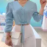 【Black Friday】Women's Casual Fashion Fitted Tie Front Crop Blouse, Elegant Stylish Solid Color Shirt, Comfortable Fabric, Perfect for Daily Wear