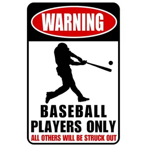 Boy's Baseball Gifts Baseball Poster Boys Room Decorations For Bedroom Baseball Players Only Sign 8 x 12 Inch