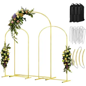 Arch Backdrop Stand Set of 3 Gold Wedding for Bridal Arch Stand 7.2FT & 6.6FT & 6FT Arbor Frame for Wedding Birthday Baby Shower Photo Booth Background