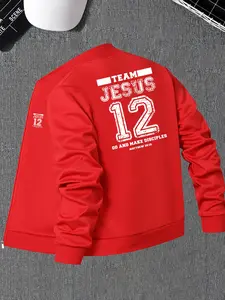 New vintage "Jesus" pattern letter print loose casual stand-up collar slim sweatshirt jacket men's clothing, spring and autumn fashion simple and versatile zip jacket