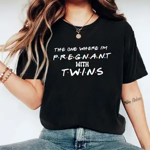 Twins Pregnancy T-Shirt, Pregnancy Announcement Shirt, Expecting Twins Tee, Gift Tee For New Mom, Maternity Short Sleeve, The One Where I'm Pregnant With Twins Shirt.