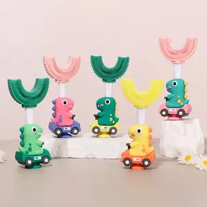 Cute Dinosaur Toothbrush Set! U-Shaped Full Coverage Cleaning, Suitable for Kids Aged 3+, Easy Brushing, Perfect for Baby Care